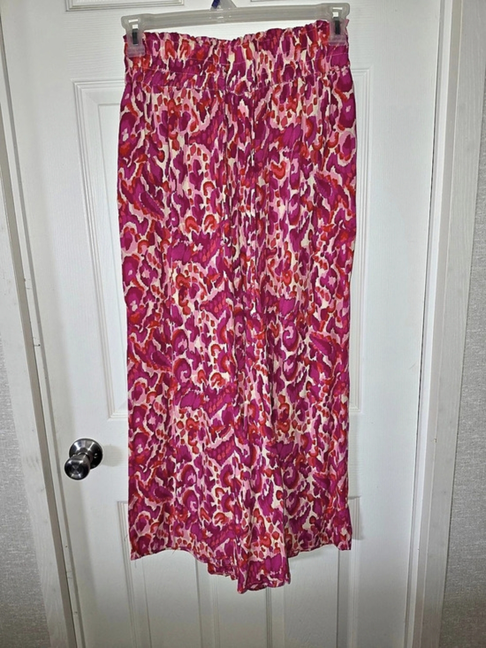 Pink Leopard Print Wide Leg Pants